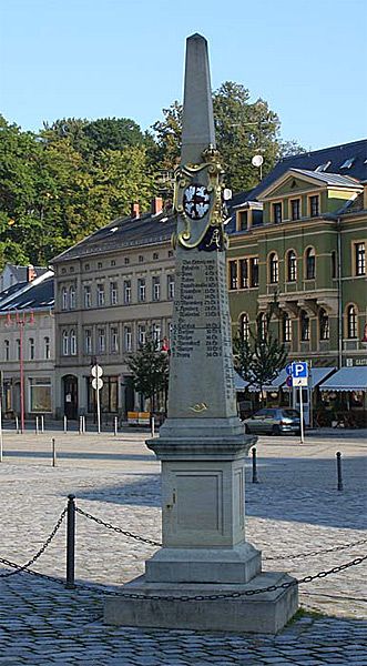 Distanz-Postsäule in Sebnitz